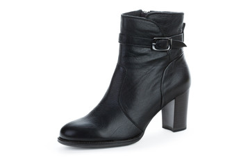 Leather ankle boots for women isolated on white background