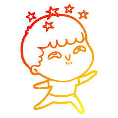 warm gradient line drawing cartoon amazed boy