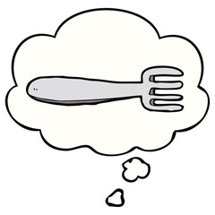 cartoon fork and thought bubble