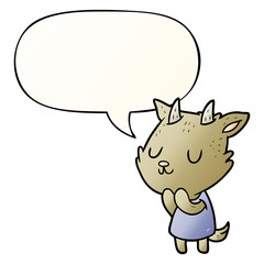 cute cartoon goat and speech bubble in smooth gradient style