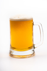 glass of beer on white background