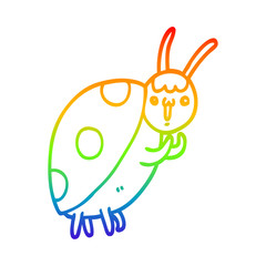 rainbow gradient line drawing cute cartoon ladybug