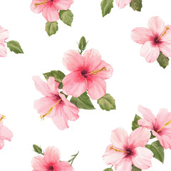 Watercolor hibiscus pattern