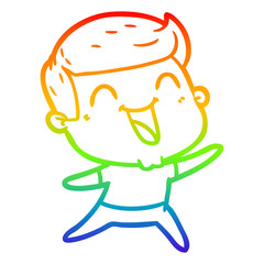 rainbow gradient line drawing cartoon man laughing