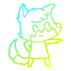 cold gradient line drawing cartoon happy fox