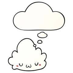 cute cartoon cloud and thought bubble in smooth gradient style