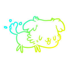 cold gradient line drawing cute dog wagging tail