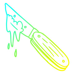 cold gradient line drawing cartoon bloody knife