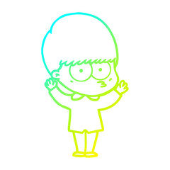 cold gradient line drawing nervous cartoon boy