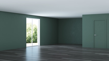 Obraz premium Modern house interior. Empty room. 3D rendering.