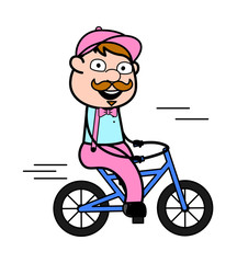 Fototapeta na wymiar Cycling - Retro Delivery Man Vendor Vector Illustration