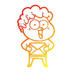 warm gradient line drawing cartoon happy man