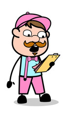 Announcing - Retro Delivery Man Vendor Vector Illustration