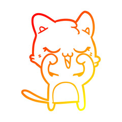 warm gradient line drawing cartoon cat