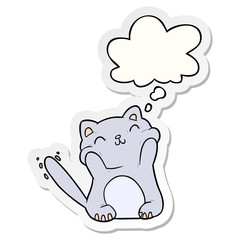 cartoon cat and thought bubble as a printed sticker