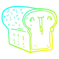 cold gradient line drawing cute cartoon loaf of bread