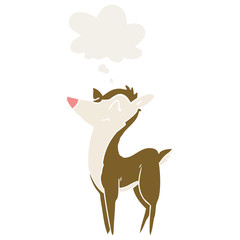 cartoon deer and thought bubble in retro style
