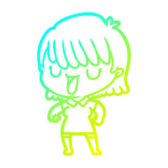 cold gradient line drawing cartoon woman