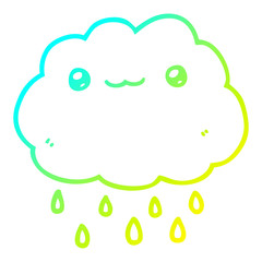 cold gradient line drawing cartoon cloud