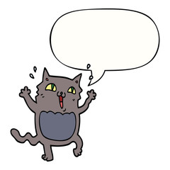 cartoon crazy excited cat and speech bubble