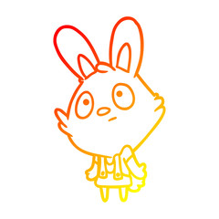 warm gradient line drawing cute rabbit shrugging shoulders