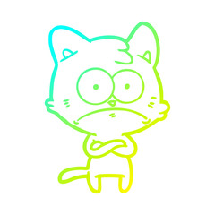 cold gradient line drawing cartoon nervous cat