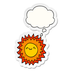 cartoon sun and thought bubble as a printed sticker
