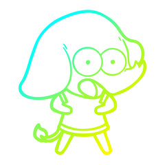cold gradient line drawing cute cartoon elephant