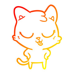 Obraz premium warm gradient line drawing cartoon cat