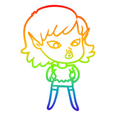 rainbow gradient line drawing pretty cartoon elf girl