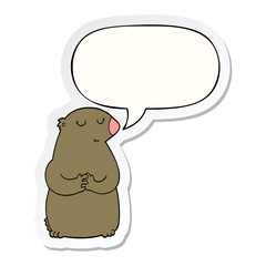 cute cartoon bear and speech bubble sticker