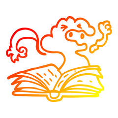 Obraz premium warm gradient line drawing cartoon spell book