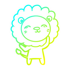 cold gradient line drawing cartoon lion