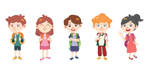 kids go to school vector isolated
