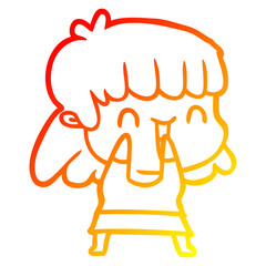 warm gradient line drawing cartoon woman