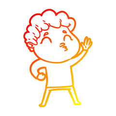 warm gradient line drawing cartoon man pouting