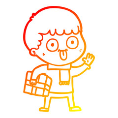 warm gradient line drawing cartoon man staring