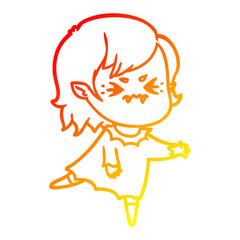 warm gradient line drawing annoyed cartoon vampire girl