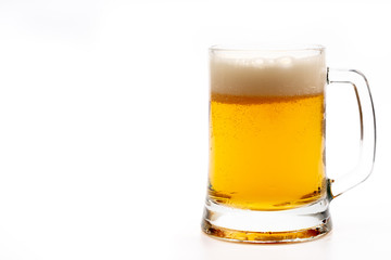 glass of beer on white background