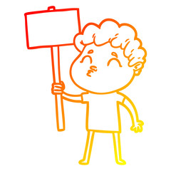 warm gradient line drawing cartoon man pouting
