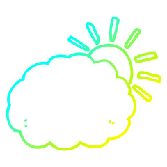 cold gradient line drawing cartoon sun and cloud symbol