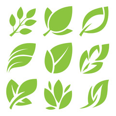 leaves icon set, leaf design for natural and green logo concept.