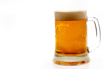 glass of beer on white background