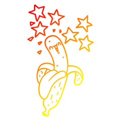 Obraz premium warm gradient line drawing cartoon magic banana