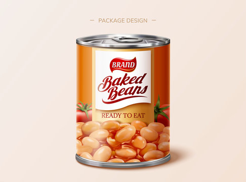Baked beans tin package design