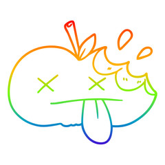 rainbow gradient line drawing cartoon bitten apple