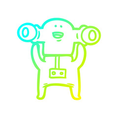 cold gradient line drawing friendly cartoon alien waving