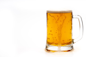 glass of beer on white background