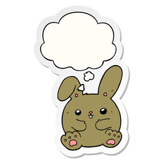 cartoon rabbit and thought bubble as a printed sticker