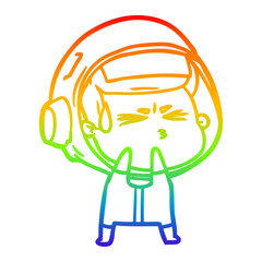 rainbow gradient line drawing cartoon stressed astronaut